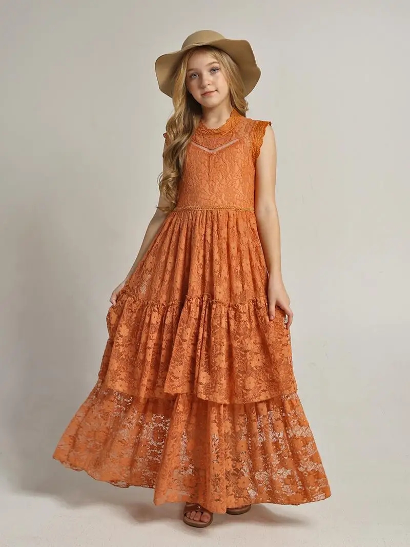 Baby Clothing Dresser - Girls Flower Dress Lace Cotton Dress