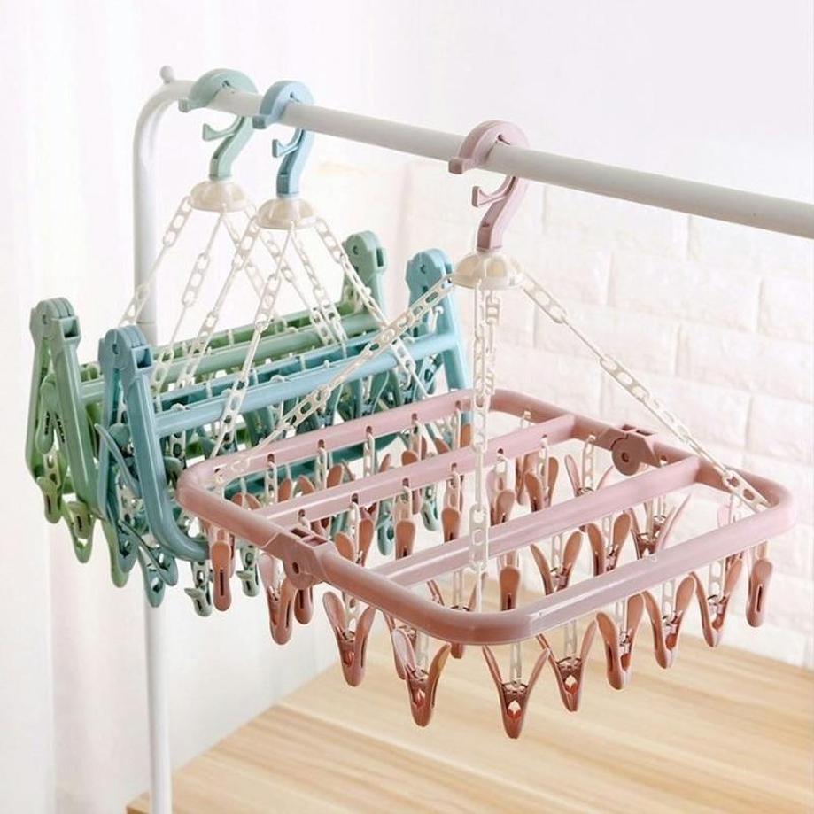 1 Pcs 32 Clips Folding Clothes - огляд і ціна Baby Clothing Hanging Rack