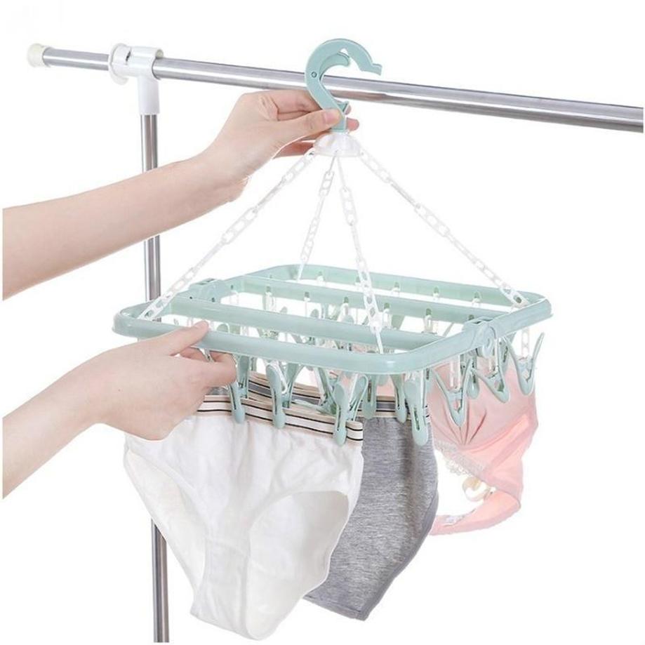 1 Pcs 32 Clips Folding Clothes - огляд і ціна Baby Clothing Hanging Rack